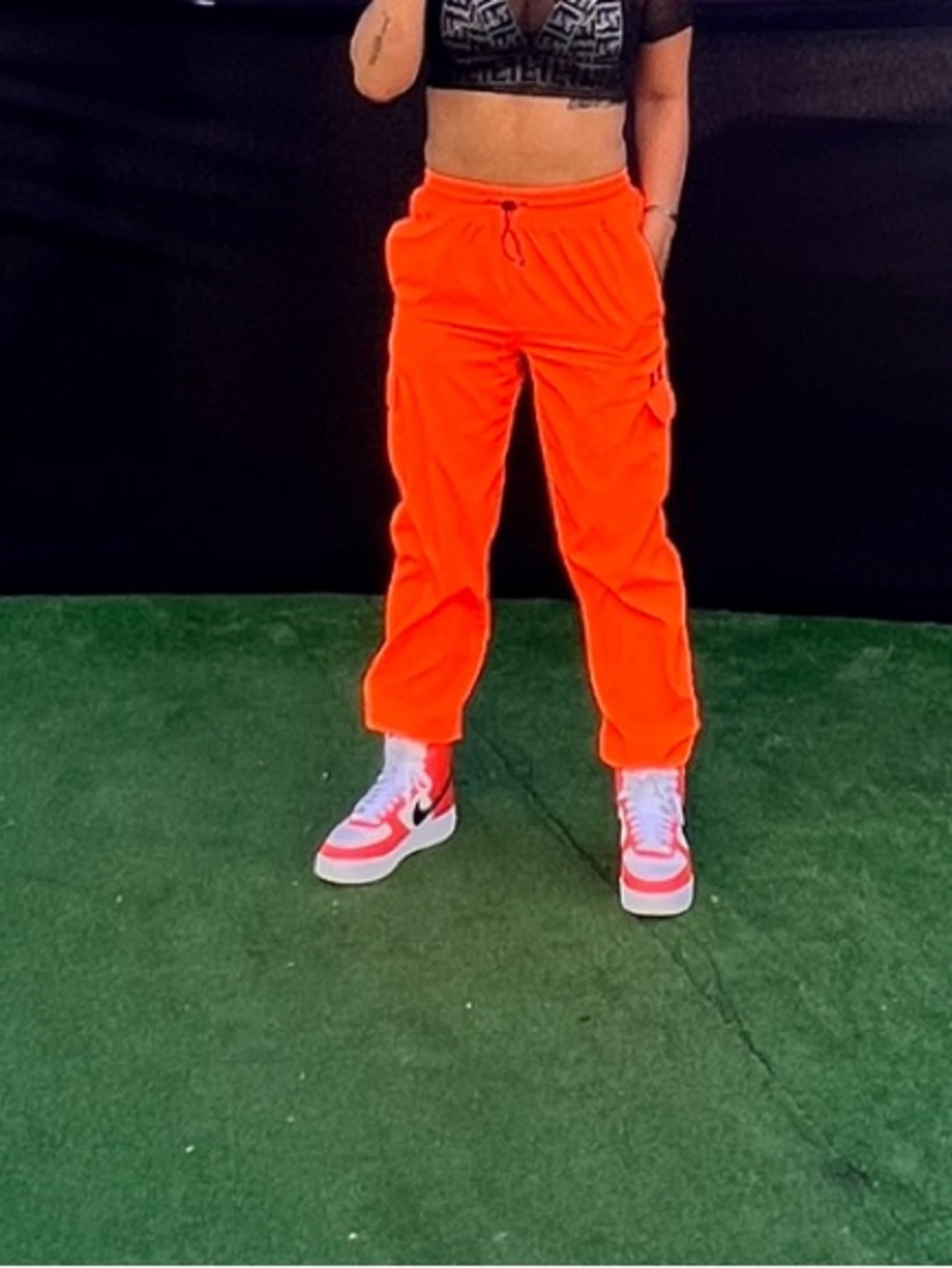 Forever 21 Orange Cargo Track Joggers for Women